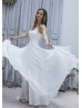 Ivory Lace Polka Dot Organza Cheap Beautiful Wedding Dress